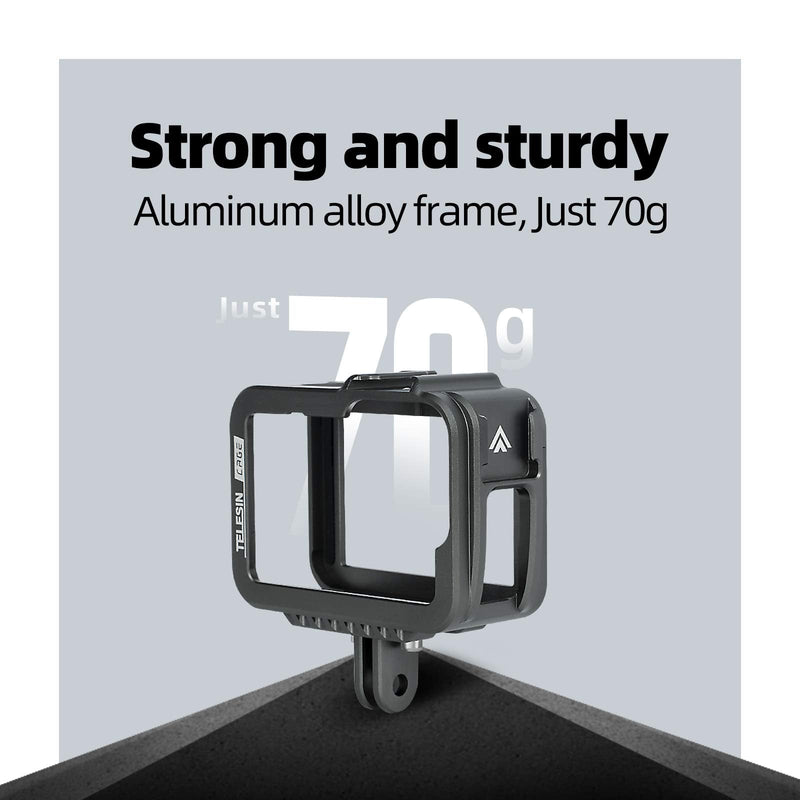 TELEISN Aluminum Case Frame for GoPro Hero 10 Hero 9 Black,Multi-Function Frame,Skeleton Housing with Microphone Mic Mount for Hero 10/9 Black (for Hero 10/9)