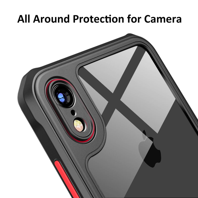 TENOC Phone Case for Apple iPhone XR Case, Clear Back Cover Bumper Case Compatible for iPhone XR 6.1-Inch, Black