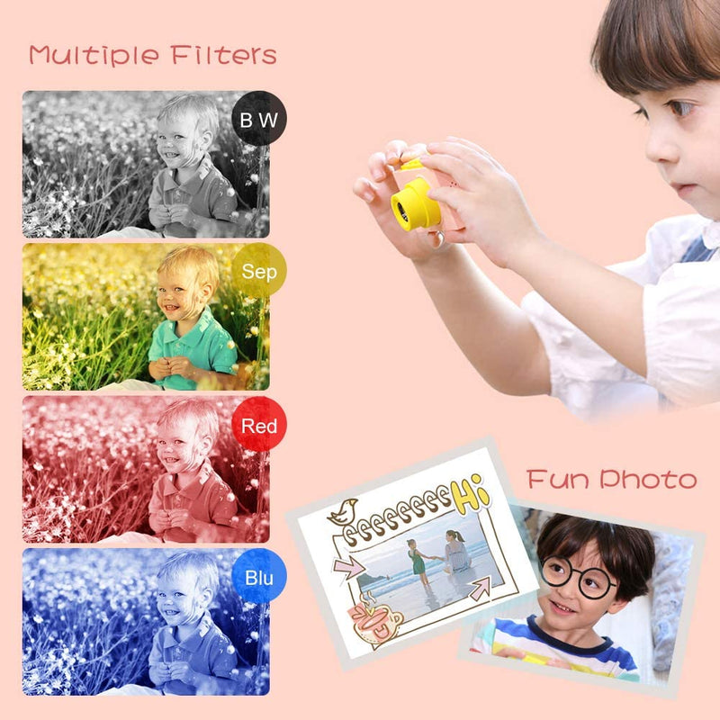 myFirst Camera 2 Waterproof Kids Camera Mini 8MP 1080P HD Camcorder with Free 16GB MicroSD Card Included and MicroSD Support Slot Video Taking Function and Preset Frames (Pink) Pink