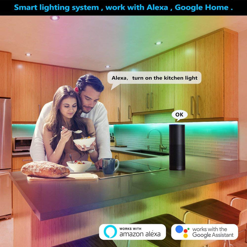 [AUSTRALIA] - 40 Ft Smart Strip Lights, WiFi Lights Strip Work with Alexa Music Strip Lights Rope Light with 360pcs RGB Tape Lights Color Changing Lights Compatible with Alexa/Google Home,WiFi LED Lights Strip 40FT 