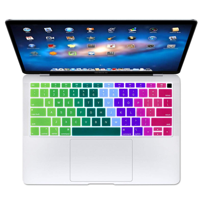 ProElife Ultra Thin Keyboard Cover Skin for 2019 2018 MacBook Air 13-Inch (A1932, U.S Version) (NOT FIT 2020 Air 13-Inch) Keyboard Accessories Protector (Rainbow) For 2019 2018 Air 13-Inch A1932 Rainbow