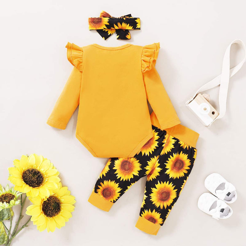 Renotemy Newborn Baby Girl Clothes Outfits Infant Romper Floral Pants Cute Toddler Baby Girl Clothes Gifts Set Black Little Sassy-long Sleeve 0-3 Months