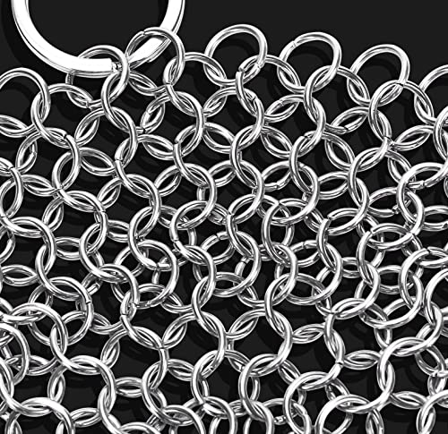 Cast Iron Cleaner, 316L Stainless Steel Chainmail Scrubber for Cast Iron Pan Skillet Dutch Dishes Seasoning Protection Cookware Accessories (6 Inch) 6 Inch