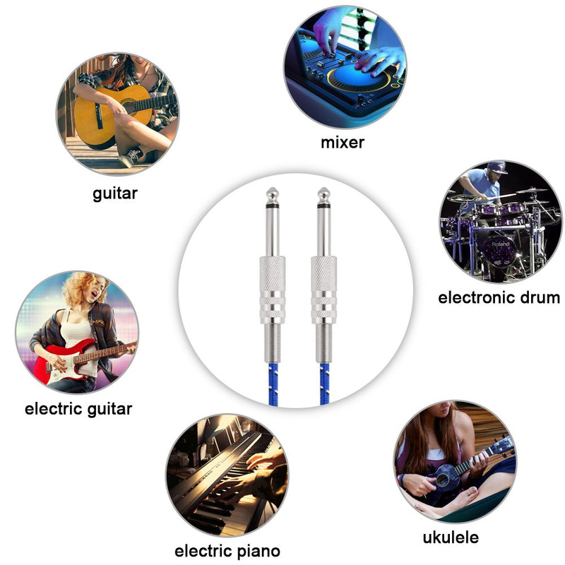 Mono Guitar Cable, Guitar Instrument Cable, Male to Male Mono Audio Wire Cord Guitar Cable 6.35mm for Musical Instrument Professional (1M) 1M