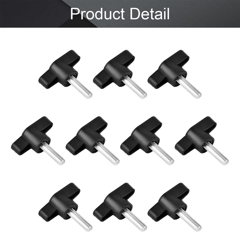 MroMax 10PCS M6x20mm Clamping Handle Gripandles Screw Knobs Handgrips Threaded T-Shape Black