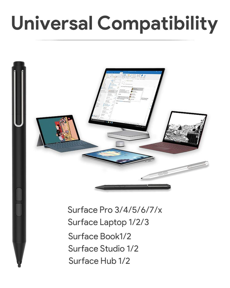 Uogic Pen Compatible with Surface, Active Stylus with Palm Rejection and Magnetic Body, Digital Pen and Soft HB Nib Compatible with Surface Pro/Go/Laptop/Book/Studio Black
