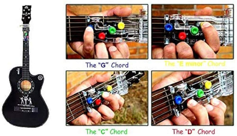 Guitar Beginner One-Key Chord Assisted Learning Tools，Guitar Learning System, Classical Chord Guitar Practice Aid Tool for Adults & children Trainer Beginner, (with 4 Finger Protectors+2 Picks)