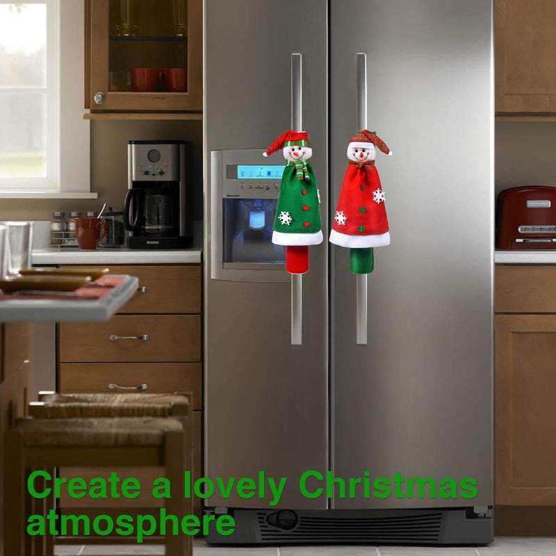 ENTHUR Refrigerator Door Handle Covers,Cute Snowman Kitchen Appliance Handle Covers Idea for Christmas Decoration -Set of 3
