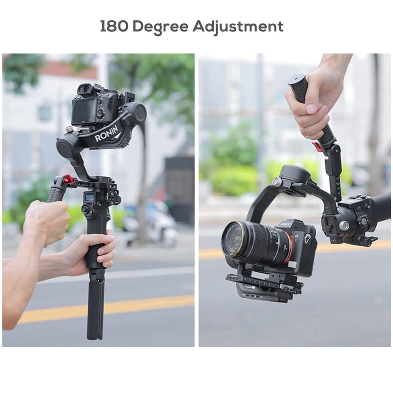 Gimbal Adjustable Handle Grip for DJI Ronin S/SC/RSC2, Stabilizer Handgrip Extension Bracket with Cold Shoe Mount 1/4 3/8 Threaded Holes for Video Light, Microphone, Monitor Handle Grip with Plate