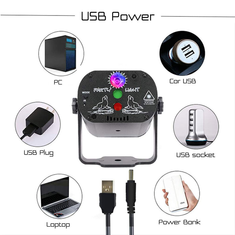 [AUSTRALIA] - Stage and led Lights KisMee DJ Disco Projector Party Lights Sound Activated Time Function with Remote Control for Xmas Club Bar Halloween Decorations Gift Birthday Wedding (USB Battery) USB Battery 