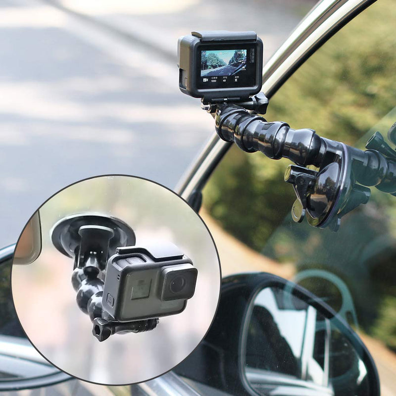 [AUSTRALIA] - Flexible Gooseneck Extension Suction Cup Car Mount Holder with Phone Holder for Gopro Hero 10 Black,Hero 9/8/7/6/5 Black,4 Session,4 Silver,3+,iPhone,Samsung Galaxy,Google Pixel and More 