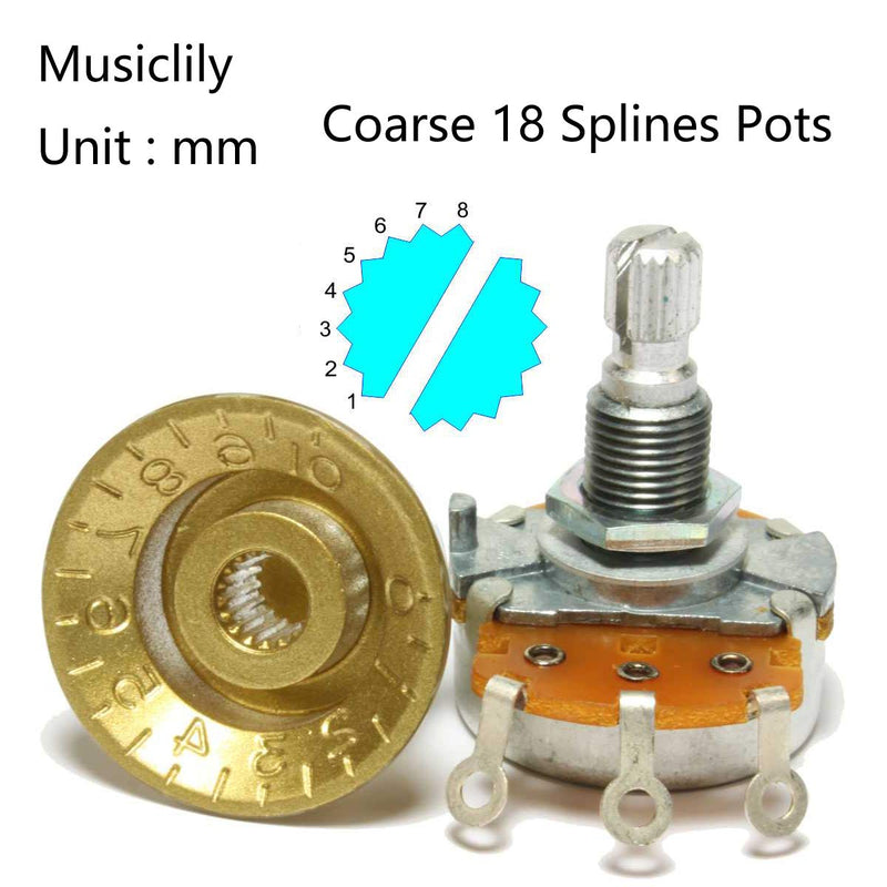 Musiclily Pro Metric Size 18 Splines Guitar Speed Knobs for Gretsch Streamliner Style, Gold (Set of 4)