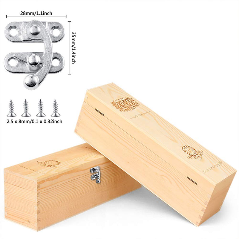 PGMJ 20 Pieces Jewelry Box Hardware Thickened Solid Antique Right Latch Hook Hasp Horn Lock Wood Jewelry Box Latch Hook Clasp and 80 Replacement Screws (Silver) Silver