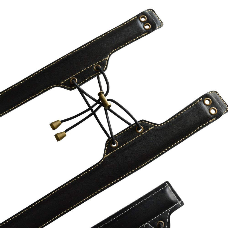 ADORENCE Lengthened Saxophone Shoulder Strap - Genuine Leather, 100% Handmade, No Stress on Neck Shoulder Strap for Sax Bass Tenor Alto BLACK