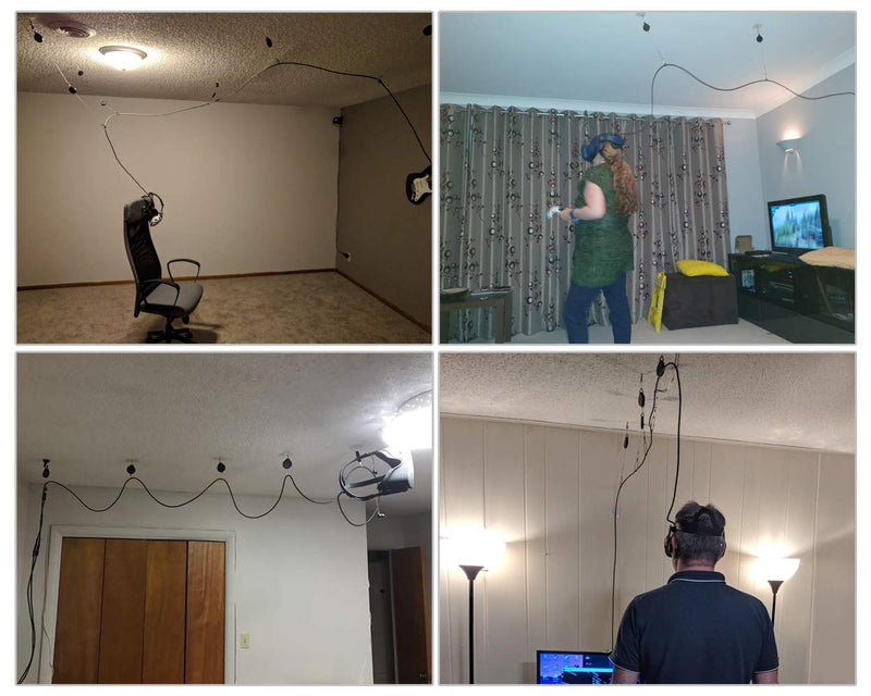 DS.DISTINCTIVE STYLE VR Accessories Cable Management 6 Packs - Drill Free Retractable Ceiling Suspension System