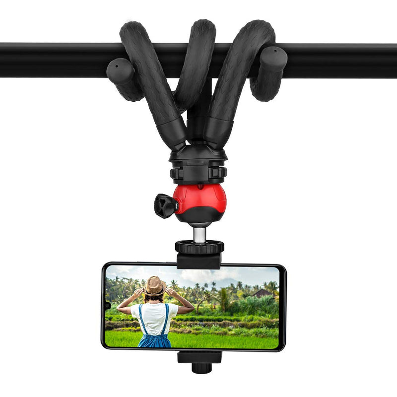 TOAZOE Flexible Phone Tripod, 12 Inch Mini Tabletop Tripod, Support Bluetooth Remote Control ， Suit for iPhone Xs Max, Samsung, Huawei, Waterproof Tripod for Camera.