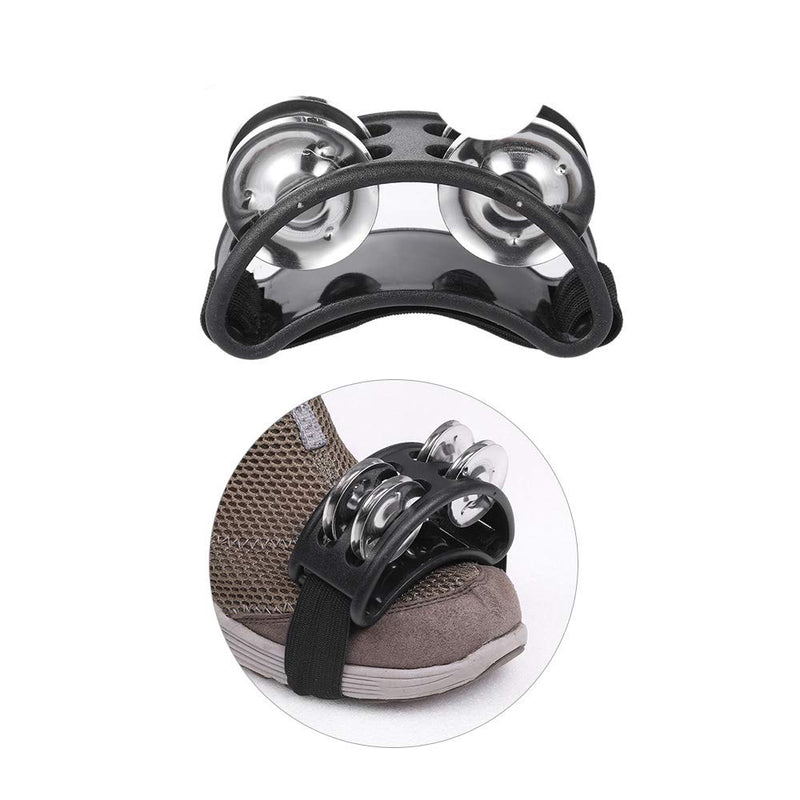 Btuty 1pcs Foot Tambourine Percussion Musical Instrument with 2 Sets Metal Jingle Bell