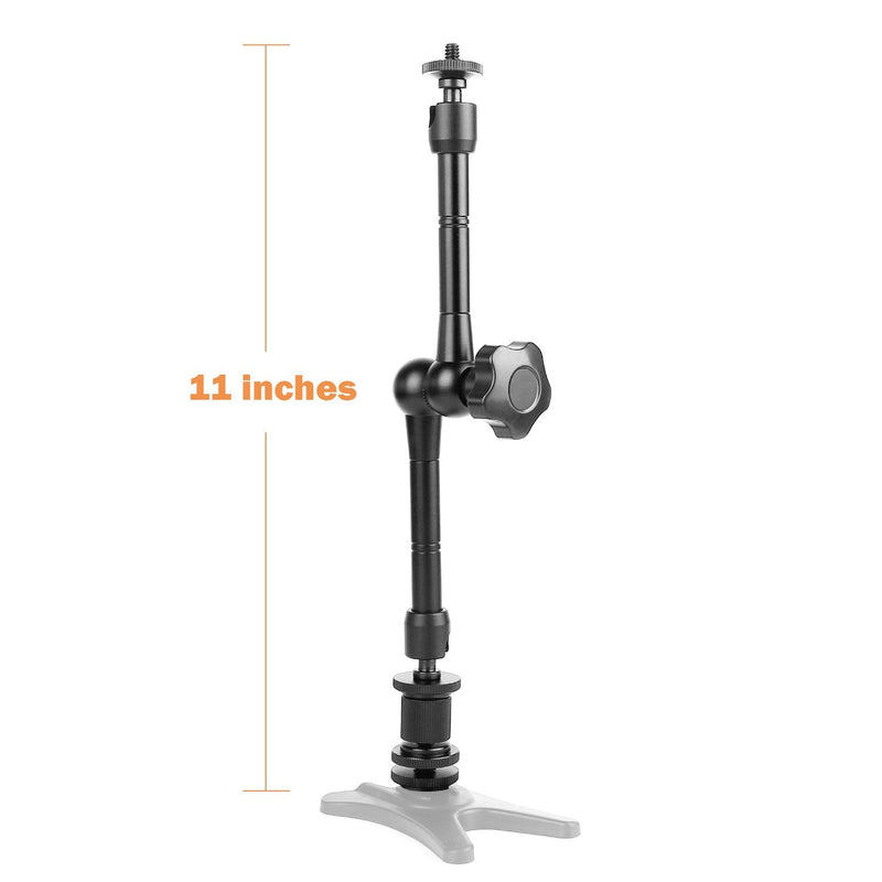 11'' Magic Arm, ChromLives Articulating Magic Friction Arm Adjustable w/Hot Shoe Mount 1/4'' Tripod Screw Compatible with DSLR Camera Rig/LCD/DV Monitor/LED Lights/Flash Light/Microphone/DJI Osmo 11'' Magic Arm