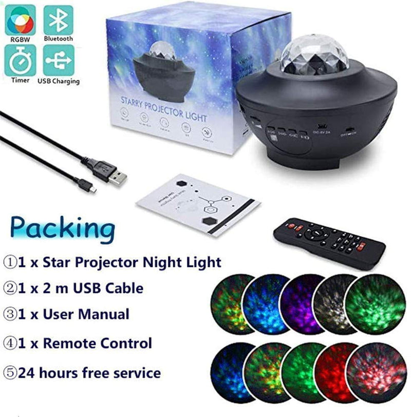 [AUSTRALIA] - Night Light Projector, 3 in 1 Star Projector with Bluetooth Music Speaker, Night Light Ambiance with LED Nebula Cloud for Baby Kids Bedroom Game Rooms Home Theatre 