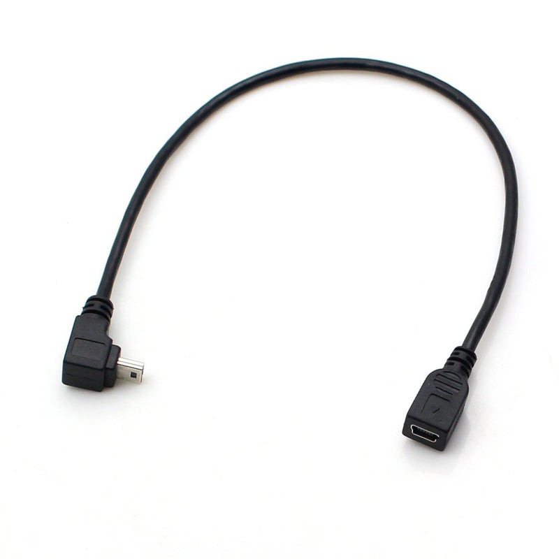 MOTONG New 90 Degree Mini USB Male to Mini USB Female Cable, Mini USB Extension Cable,20cm Length -Black