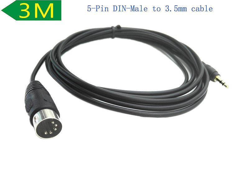 [AUSTRALIA] - 5-Pin DIN-Male Cable, 5 Pin Din MIDI Plug to 3.5mm(1/8in) TRS Stereo Male Jack Stereo Audio Cable for Playing The Electronic Musical Instrument Signal Output 3m (10 feet,3.5M-5 DIN M) 