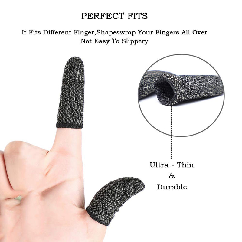 Mobile Gaming Controller Finger Sleeve Sets,Ultra-Thin Anti-Sweat Breathable Soft Touch Screen Thumb Sleeve Sensitive for PUBG Mobile/Knives Out/Rules of Survival,for iPhone/iPad/Android Accessories Black