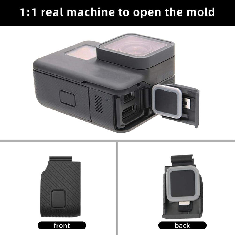ParaPace Replacement Side Door for GoPro Hero 6 5 Black USB-C HDMI Case Side Cover Repair Part Camera Accessories(Gray) Gray Side door(For GoPro Hero 7/6/5 black)