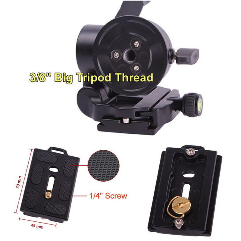 Lefuto Camera Pan Tilt Ball Head Tripodhead Quick Release Plate Universal for Tripod Monopod Manfrotto Velbon Gitzo Benro