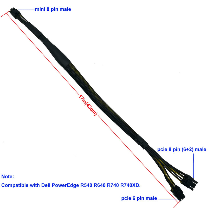 [AUSTRALIA] - COMeap Mini 8 Pin to 8 Pin(6+2) 6 Pin PCIe Power Adapter Cable for Dell PowerEdge R540 R640 R740 R740XD Lenovo ThinkSystem SR650 Part Number TR5TP 17-inch(43cm) 
