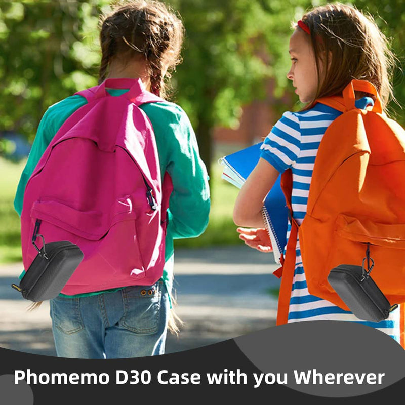 Phomemo D30 Label Maker Case Black Hard Shell Bag-BK 3SET D30 D35 Label Marker Black Case with 3 Rolls of White Label Tapes, Waterproof Storage Bag with 12 x 40mm (3/8" x 11/2") Bag with Tapes Black 3 Rolls