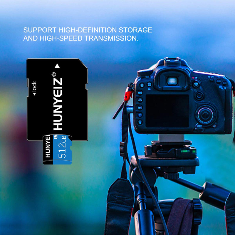 Micro SD Card 512GB Class 10 High Speed Flash Card Memory Card with SD Adapter Black&Blue 512GB