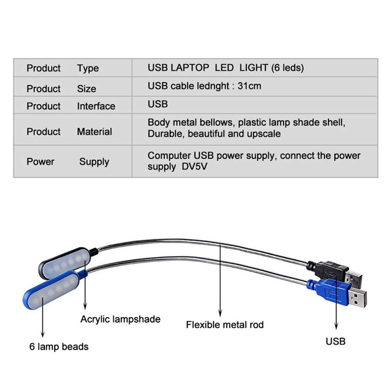 1PC Flexible Mini USB LED,Mini USB LED Light Lamp,USB Light for Laptop, Reading Light,USB Powered LED Light,Portable USB Laptop Light,Blue Blue