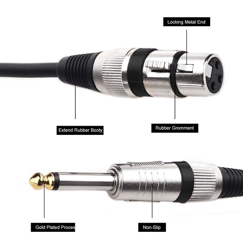 [AUSTRALIA] - XLR Female to 1/4 Inch TS Mono Male Plug Audio Connector, 6.35mm TRS to XLR Female Balanced Cable for Amplifiers, Instruments etc, 3ft, Black 
