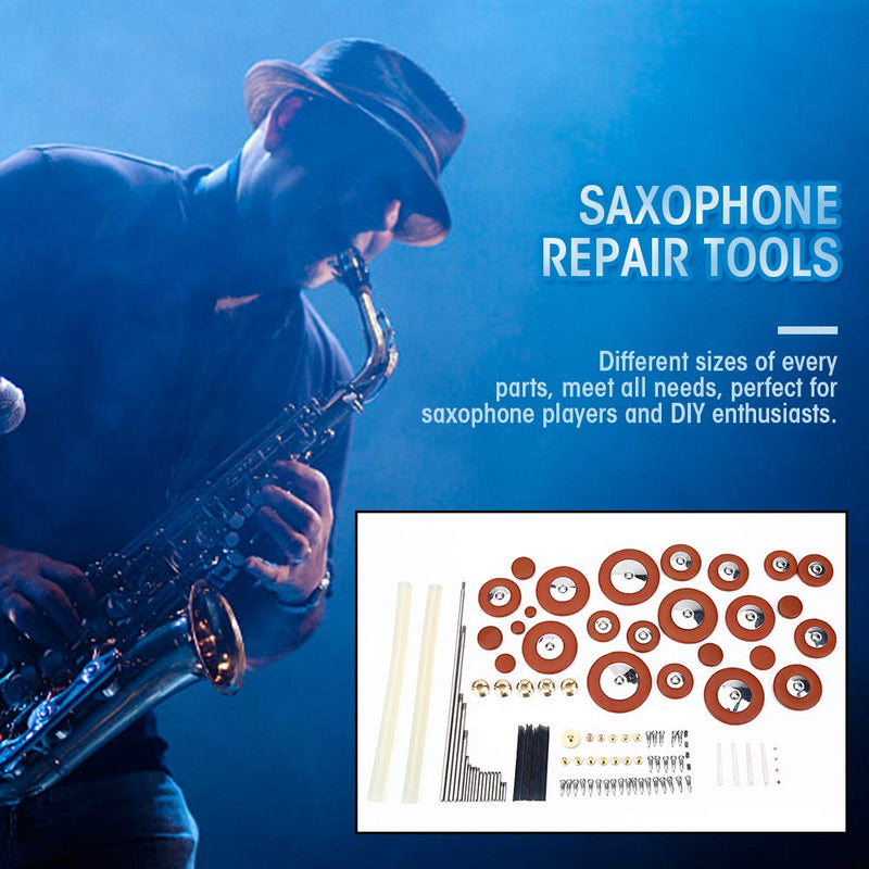 Vbestlife Saxophone Repair Kit,Alto Sax Repair Maintenance Kit Set with Screws Sound Hole Pad Nut Reed DIY Accessories