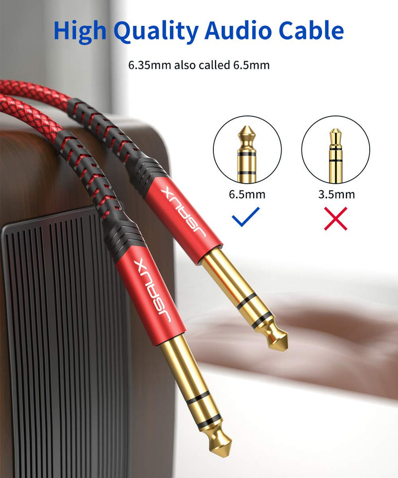[AUSTRALIA] - 1/4 Inch Guitar Instrument Cable 4FT, JSAUX 6.35mm (1/4) TRS to 6.35mm (1/4) TRS Stereo Audio Cable Male to Male Straight-to-Straight for Electric Guitar, bass Guitar, Electric Mandolin-Red 4FT/1.2M 
