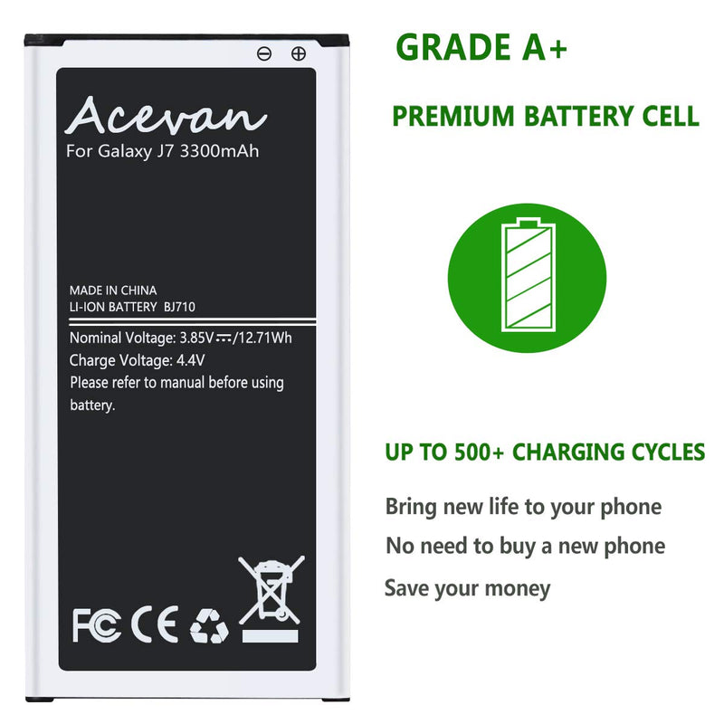 Galaxy J7 Battery Acevan 3300mAh Replacement Battery for Samsung J7 (2016) J710 J710F J710T J710P EB-BJ710CBC EB-BJ710CBE, Galaxy J7 Prime (2017) J727 J7 Perx J727P J727A J727V J727T J727R J727U