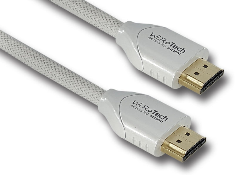 WiRoTech HDMI Cable 4K Ultra HD with Braided Cable, HDMI 2.0 18Gbps, Supports 4K 60Hz, Chroma 4 4 4, Dolby Vision, HDR10, ARC, HDCP2.2 (25 Feet, White) 25 Feet