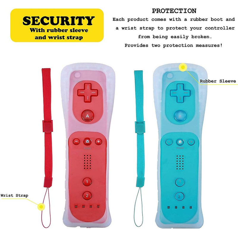 [AUSTRALIA] - ZeroStory 2 Packs Wireless Controller and Nunchuck for Wii and Wii U Console, Gamepad with Silicone Case and Wrist Strap (Red and Blue) Red and Blue 