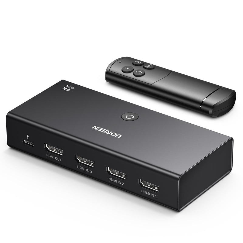 UGREEN HDMI Switch 4K@60Hz, HDMI Splitter 3 in 1 Out Support 3D HDR Dolby Atmos HDCP2.2 HDMI Switch with Remote Compatible with PS5/4/3 Xbox Nintendo Switch Roku Apple TV Fire Stick