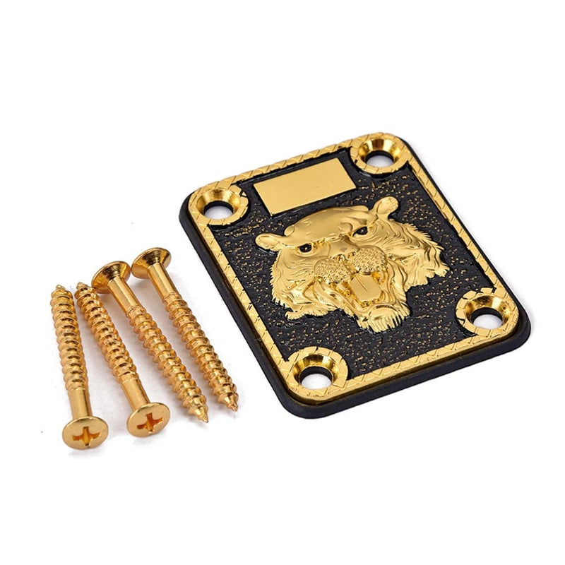 EXCEART Electric Guitar Part Neck Plate with Screws Tiger Head Strat Tele Guitar Precision for Replacement Electric Guitar Part
