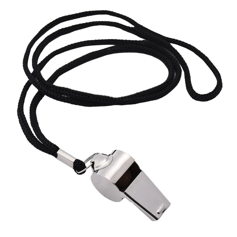 Jzhen Pack Of 2 Pcs 6-Character Metal Referee Whistle Stainless Steel Whistle Loud Metal Whistle Coaches Whistle With Lanyard For Various Sports Competitions Like Football, Baskeball, Soccer, Etc.