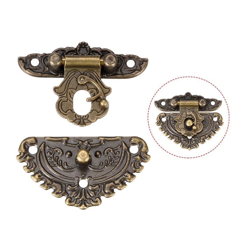 uxcell 4 Sets Wood Case Chest Box Rectangle Clasp Closure Hasp Latches Bronze Tone 55 x 48mm
