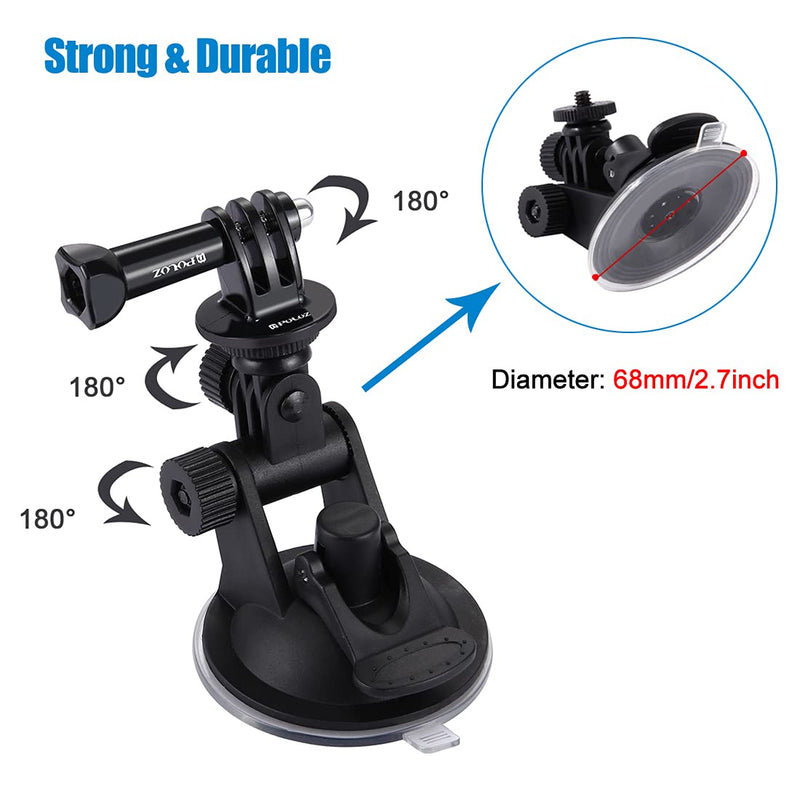 PULUZ Suction Cup Mount for Gopro Car Mount, Adjustable Vehicle Window & Windshield Mount Holder, Compatible with GoPro Hero 10/9/8/7/6/5/4/3+/3/Session/DJI OSMO Action Camera Mount