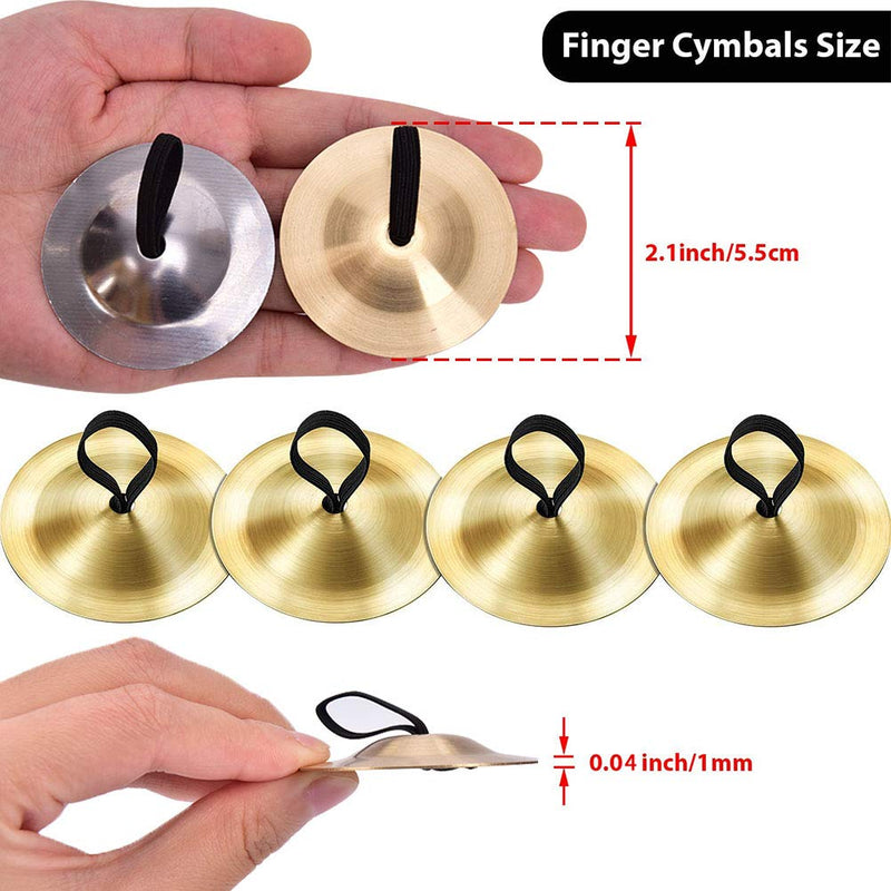 Finger Cymbals Musical Instrument - wuyule 16 Pack Belly Dancing Finger Cymbals Finger Zills Finger Gold Musical Instrument for Dancer Ball Party