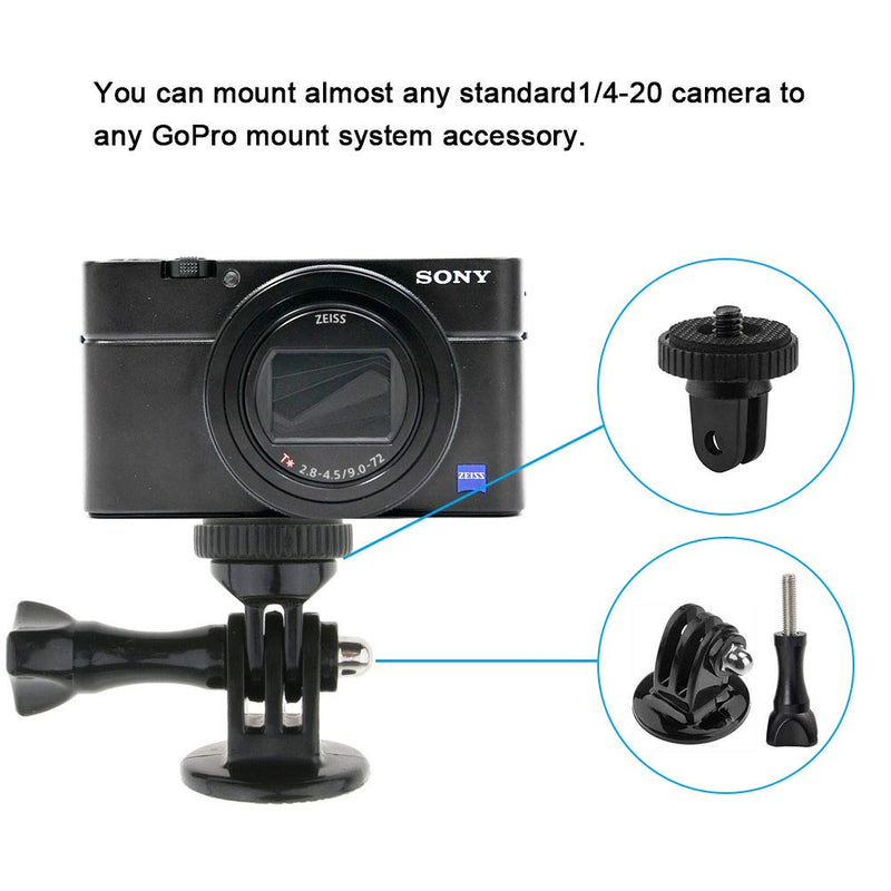 Alsukeay Tripod Adapter Mount with 1/4" Screw Camera Adapter Compatible with GoPro Hero 10 9 8 7 6 5 4 3 3+ 2 1 Session Black Silver SJ4000 SJ5000 Xiaomi Action Cameras