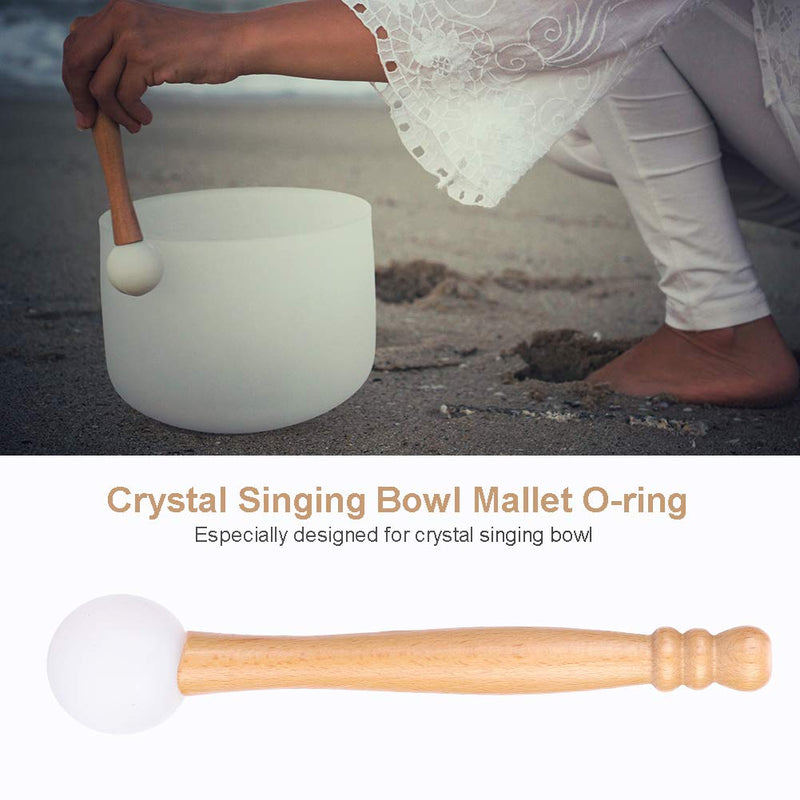 Fafeims Singing Bowl Mallet, Wood Mallet Stick Rubber O-Ring Singing Bowl Stick Singing Bowl Parts Percussion Instrument Parts for Crystal Singing Bowl