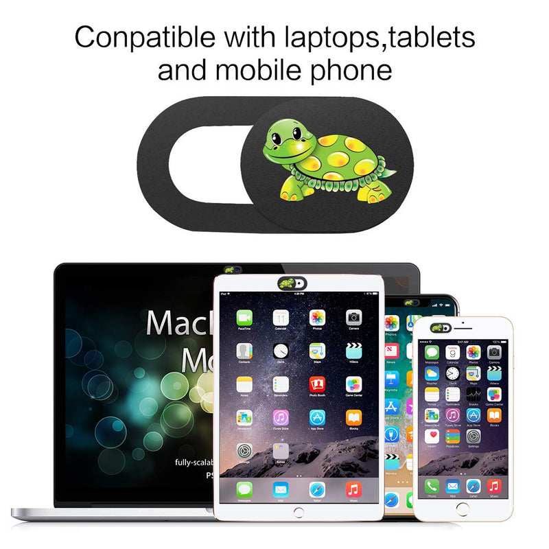 Laptop Web Camera Cover Ultra Thin (0.027in) Webcam Cover Slide Elephant Printed for Laptop,Desktop,PC,Macboook,iMac,Computer,Smartphone(3 Pack) (Turtle)