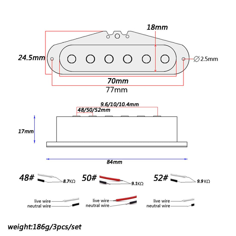 Alnicov Vintage Staggered SSS pickups Fit for Fender Stratocaster Strat/Squier Guitar Cream