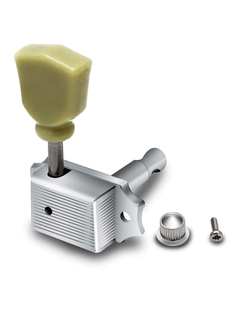 Metallor Vintage Guitar String Tuning Pegs Tuning Machines Tuning Keys Machines Heads Tuners Compatible with Les Paul LP SG Style Electric Guitar 3 Left 3 Right, Chrome with Tulip Button.