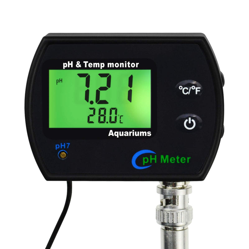 [AUSTRALIA] - PH & Temperature 2-in-1 Continuous Monitor Meter w/Backlight Replaceable Electrode, Dual Display 0.00~14.00pH °C/ °F Water Quality Monitoring Kit, for Aquariums Hydroponics Pools Tanks Spa 
